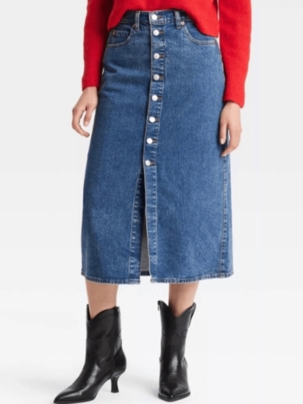 Universal Thread Denim Button Down Midi Skirt NWT